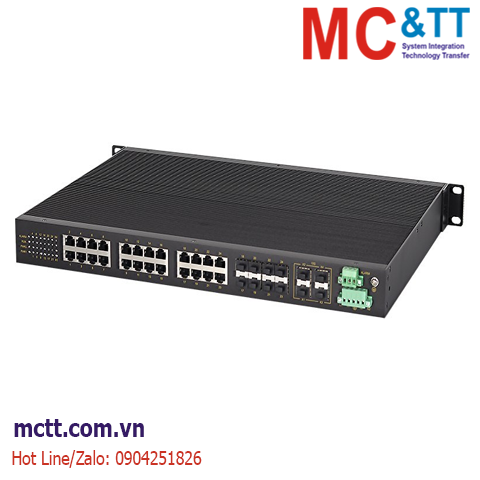 Switch công nghiệp Layer 3 với 4 cổng 10Gb SFP+ 8 cổng Gigabit Combo + 16 cổng Gigabit Ethernet Maiwe MISCOM8028GX-4XGF-8GC-16GT