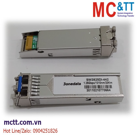 Module quang SFP công nghiệp 155Mb/s, Single-mode, 1 sợi, TX1550/RX1310nm, 60KM 3Onedata SWB4525DI-642