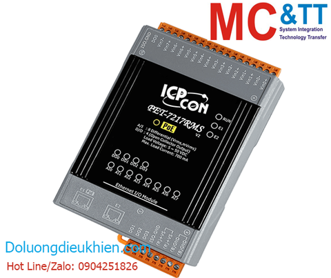 Module 2 cổng PoE Ethernet Modbus TCP 8 kênh AI RMS + 4 kênh DO ICP DAS PET-7217RMS CR