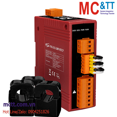 Thiết bị đo điện thông minh 3 pha 200A Ethernet Modbus TCP ICP DAS PM-3133-240P-MTCP CR