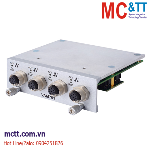 Module mở rộng 4 cổng Gigabit PoE (M12 A-coded) Axiomtek VAM701