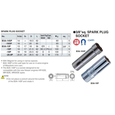 Tuýp mở bugi 3/8 inch B3A-18P