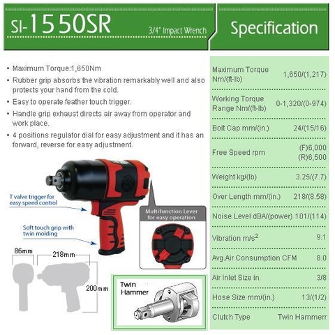 Súng vặn ốc 3/4 inch SI-1550SR