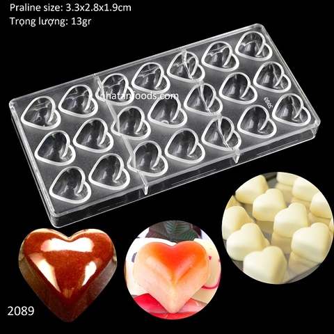 2089 - Khuôn socola bonbon hình trái tim 13gr