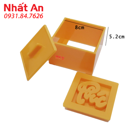 Khuôn nhấn xôi hình vuông 8cm Vĩnh Trường/ Phúc - Lộc - Thọ - Tài