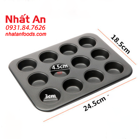 Khuôn cupcake nhôm chống dính mini 12 bánh & 24 bánh