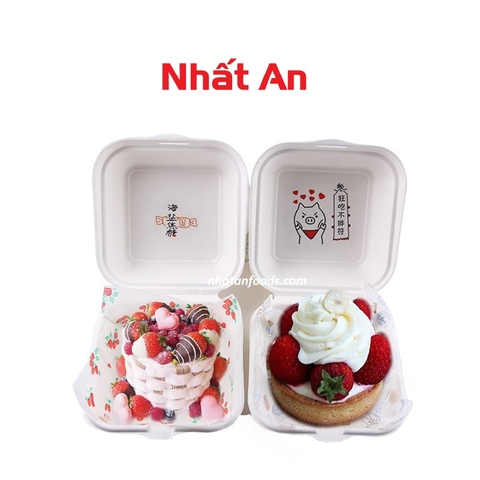 Giấy lót hộp bã mía hình dâu tây / hộp bento - 50 tờ