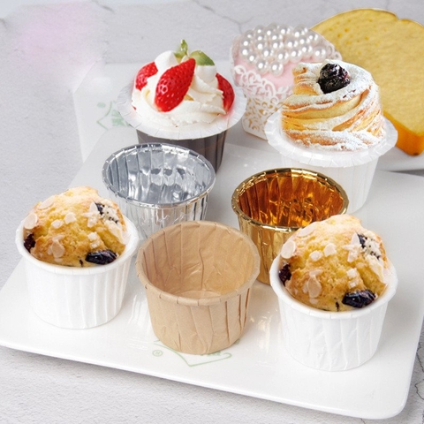 Cup giấy nướng muffin, cupcake (chén giấy) màu vàng  lốc 50 cái