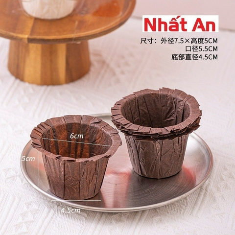 Cup giấy nướng cupcake / muffin màu nâu - lốc 30 cái