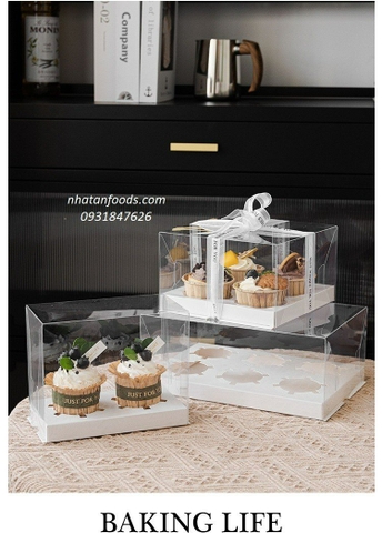 Hộp cupcake mica trong 12 bánh (1 - 50 - 100 hộp)