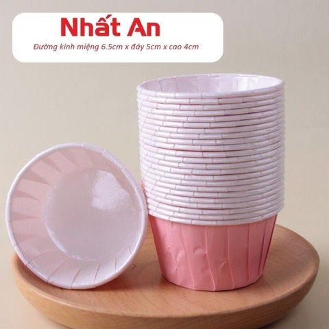 Cup giấy / chén giấy nướng bánh muffin / cupcake màu hồng