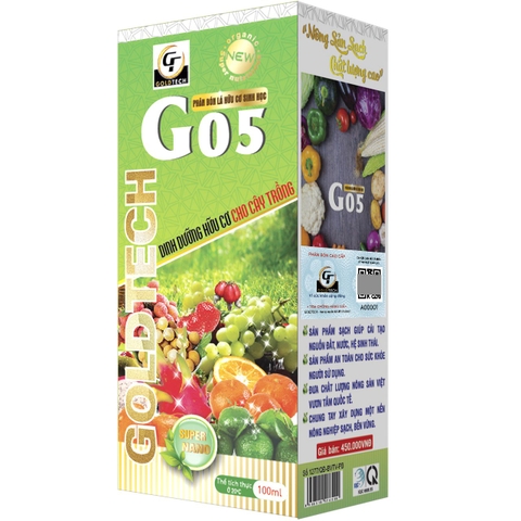 Phân bón hữu cơ sinh học GoldTech G05 ( dinh dưỡng hữu cơ cho cây trồng )