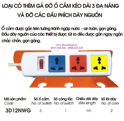 Ổ cắm kéo dài Lioa 3D12NWG