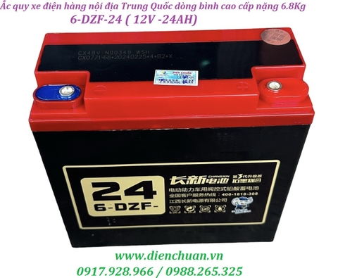 Ắc quy xe điện Trung Quốc 6-DZF-24 ( 12V-24AH) / Dòng bình cao cấp nặng 6.8kg hãng Changxin