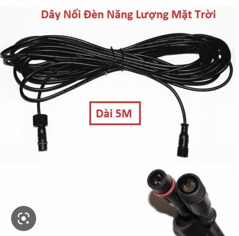 Dây nối dài cho đèn năng lượng mặt trời dài 5m, 2 chân cắm, chống nước