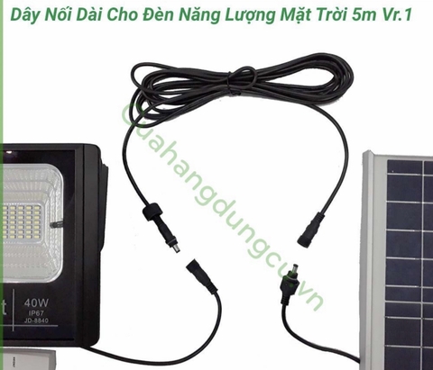 Dây nối dài cho đèn năng lượng mặt trời dài 5m, 2 chân cắm, chống nước