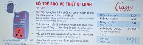 Bộ trễ bảo vệ thiết bị lạnh Robot 10A Delay 10A