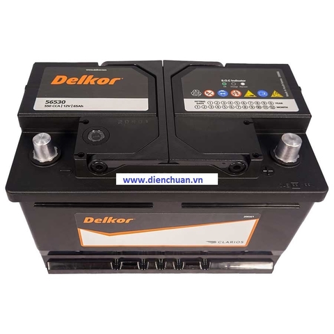 Ắc quy DELKOR 56530 ( 12V 65Ah)/ Delkor 65A cọc chìm, cọc thấp Din56530