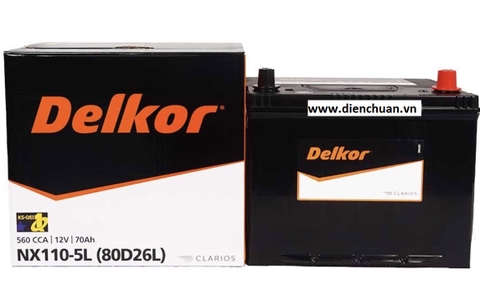 Ắc quy DELKOR 12V-70Ah 80D26L/R (NX110-5L/R)