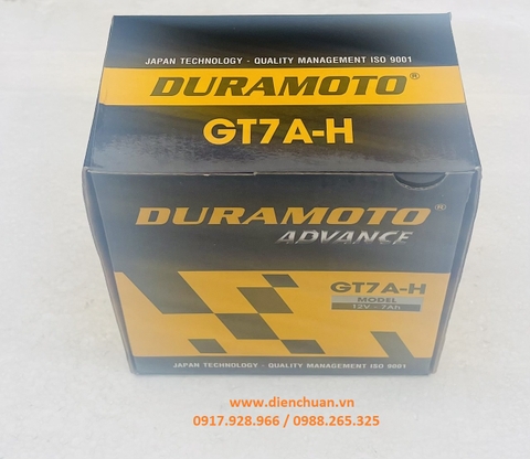 Ắc quy xe máy Liberty, Medley, Vespa Sprint, SH nhập, Dylan, @, PS, SCR- Duramoto GT7A-H ( 12V 7Ah)