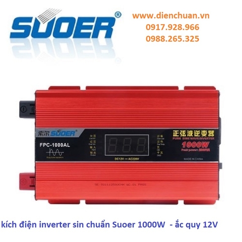 Kích điện inverter sin chuẩn Suoer 1000W 12V FPC-1000AL