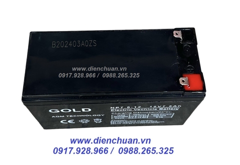 Ắc quy GOLD NP7.5-12 ( 12V 7.5AH)/ ắc quy dùng cho UPS-loa kéo- bình thuốc sâu- lưu điện cửa cuốn 12V-7,5ah