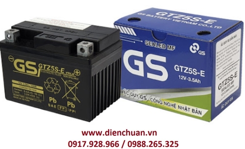 Bình Ắc quy xe máy GS GTZ5S-E (12V-3.5AH) dùng cho xe Wave, Cuxi, Exciter, Future, Lexam, Mio, Nouvo, Nozza, SNA Model, Suzuki 125, Suzuki Hayate 125, Suzuki Shorgun R125