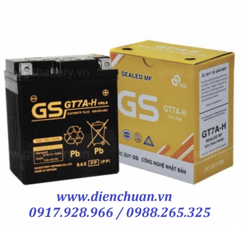 Ắc Quy Xe Máy 12V 7AH GS GT7A-H, ac quy xe máy Honda LEAD, SCR , SH, @ GS GT7A-H (12V-7Ah)