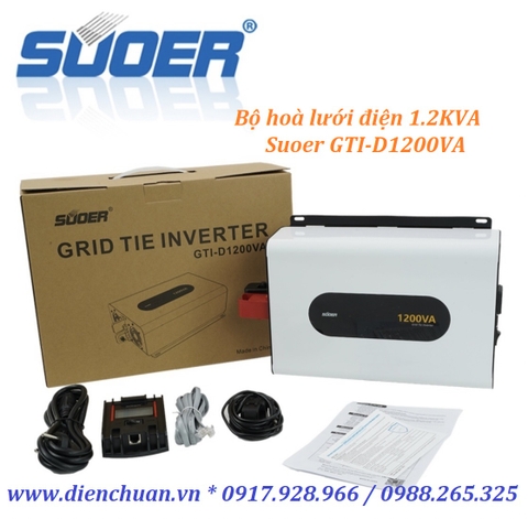 Bộ hoà lưới điện bám tải 1200VA- inverter solar hoà lưới 1.2KVA Suoer GTI-D1200VA