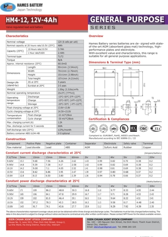 Ắc quy 12V-4Ah HAMES HM4-12