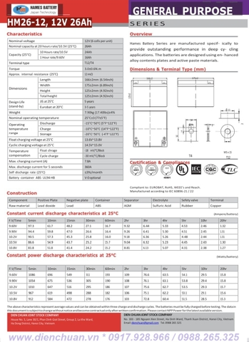 Ắc quy Hames 12V 26Ah HM26-12