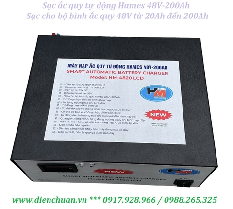 Máy sạc ắc quy tự động Hames 48V-200Ah HM-4820 LCD