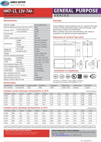 Ắc quy HAMES 12V-7Ah HM7-12