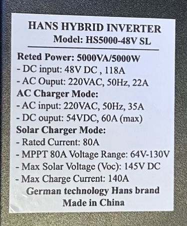 Biến Tần Inverter Hybrid Solar Hans 5000W 48V (HS5000-48V SL )