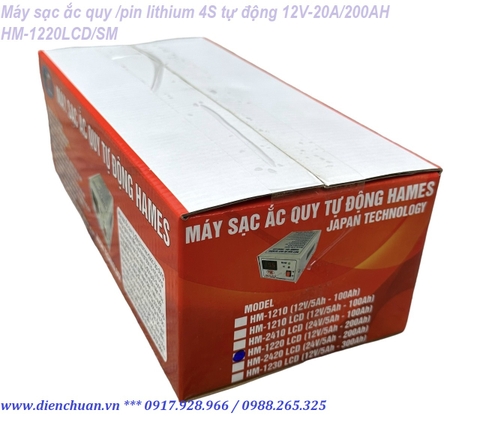 Máy sạc ắc quy tự động Hames 12V-200Ah HM-1220 LCD ( HAMES HM1220LCDSM 12V-20A/200AH)