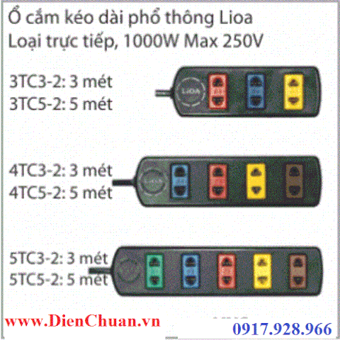 Ổ cắm kéo dài phổ thông LiOA 4TC3-2