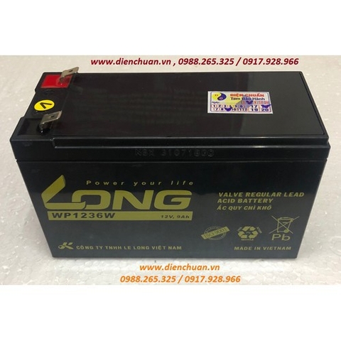 Ắc quy dùng cho UPS- loa kéo- bình thuốc sâu- lưu điện cửa cuốn- xe điện trẻ em Long 12V-9Ah WP1236W