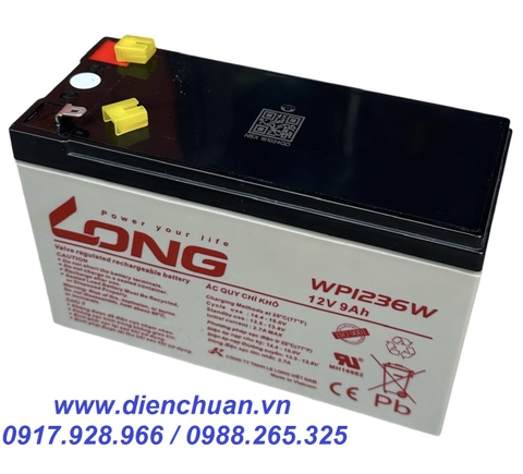 Ắc quy dùng cho UPS- loa kéo- bình thuốc sâu- lưu điện cửa cuốn- xe điện trẻ em Long 12V-9Ah WP1236W