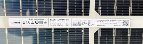 Tấm pin năng lượng mặt trời LONGI 555W 2 mặt kính