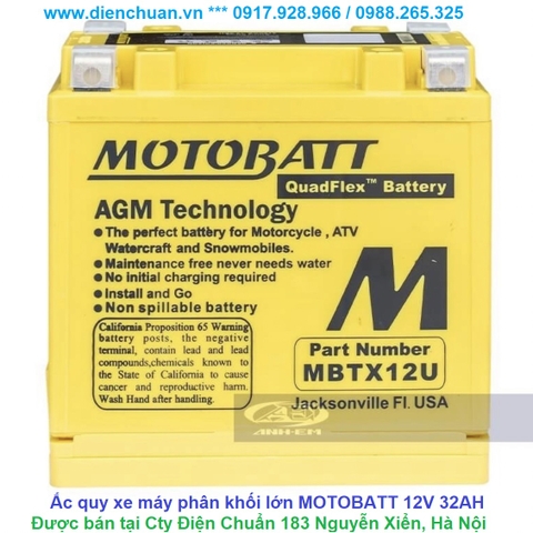 Ắc quy xe máy Motobatt MBTX12U / Motobatt MBTX12U ( 12V 14AH) large displacement motorcycle battery