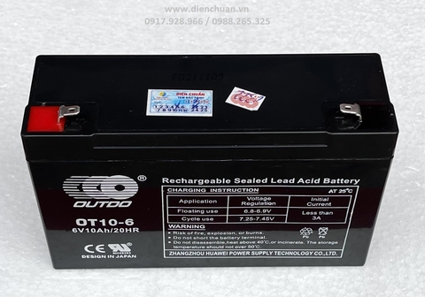 Ắc quy Outdo 6V-10Ah  OT10-6
