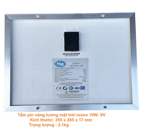 Tấm pin năng lượng mặt trời mono 10W- 9V Hames HM10Wp-18M