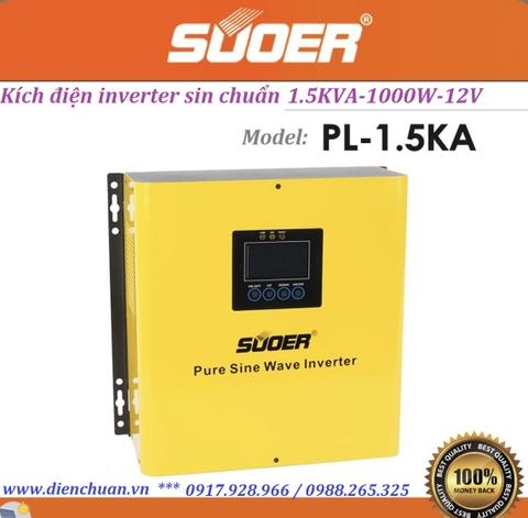 Kích điện- biến tần sin chuẩn 1.5KVA-12V-1000W /Pure Sine Wave Inverter (Suoer PL-1.5KA-12V )