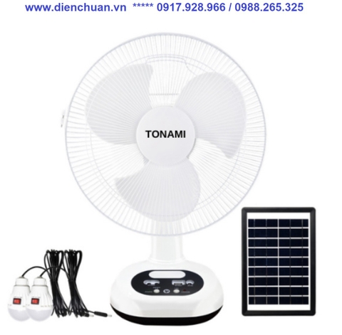 Quạt sạc tích điện năng lượng mặt trời TONAMI - Quạt bàn Solar Fan