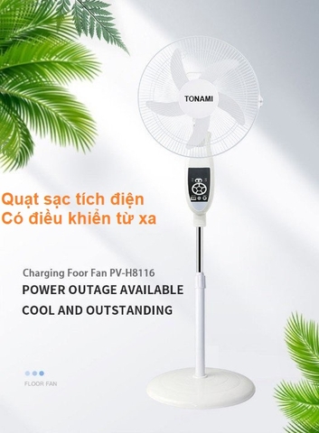 Quạt sạc tích điện năng lượng mặt trời TONAMI - Quạt cây đứng Solar Fan