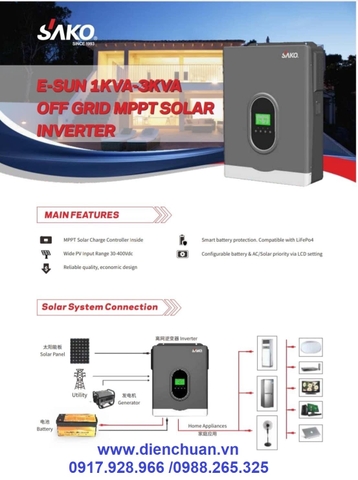 BIẾN TẦN- INVERTER SAKO 2.7KW, PV 30-430V ( E-SUN 3KVA)