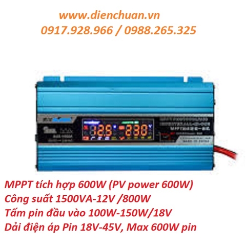 Kích điện pin năng lượng mặt trời Suoer 12V 1500VA/800W Sus-1500A- Solar inverter 12V 1500VA/800W Suoer Sus-1500A