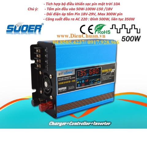 Bộ kích điện sạc pin năng lượng mặt trời 500VA-12V Suoer SUS-500A