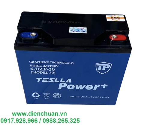 Ắc quy xe đạp điện 12V-20Ah TESLLA 6-DZF-20 ( Model 30A)