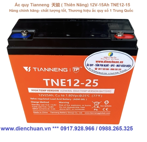 Ắc quy xe máy điện Tianneng TNE12-25 (12V-25Ah)/ Tianneng TNE12-25 battery (12V-25Ah)